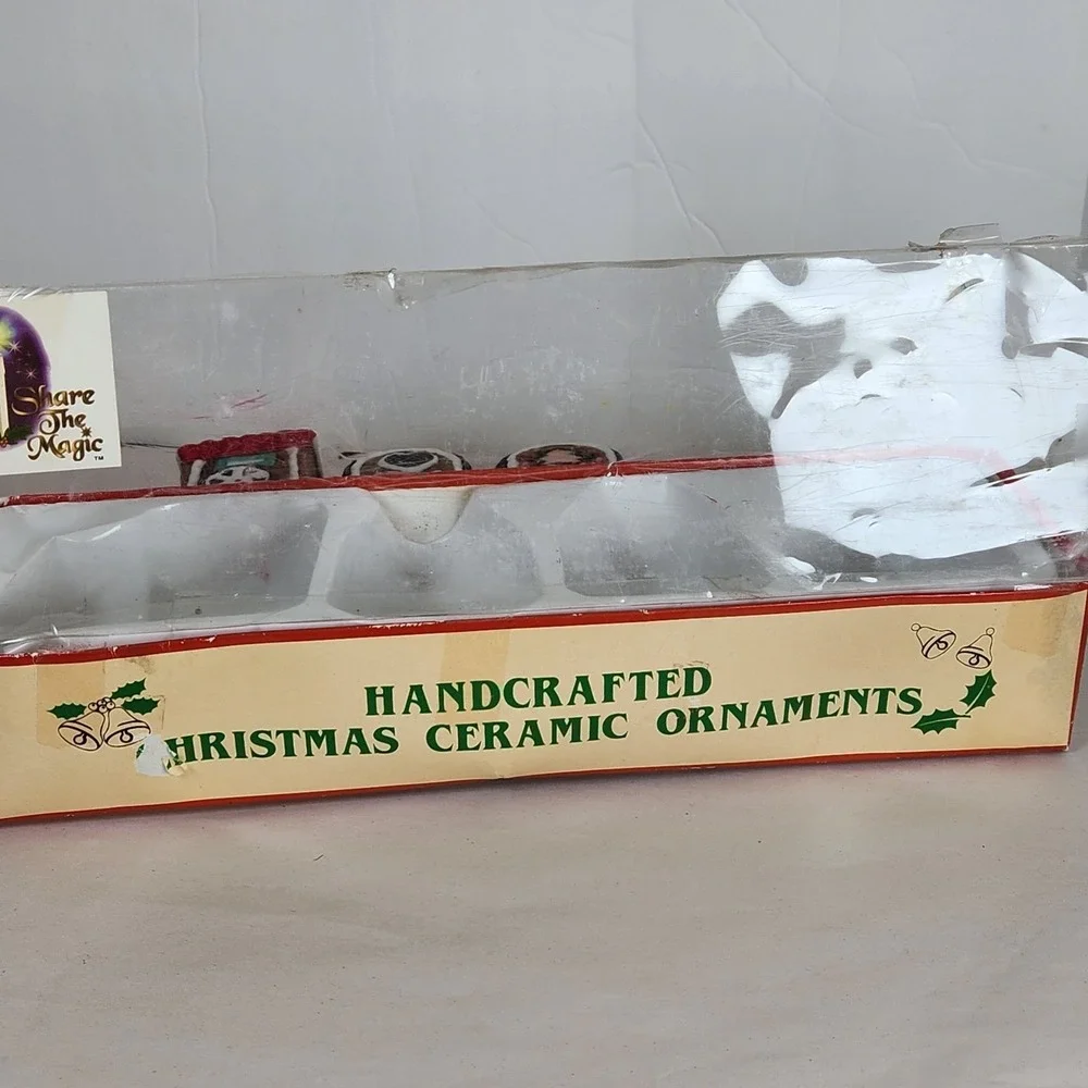 1996 Chadwick‎ Miller Gingerbread Train Ceramic Christmas Ornament Set 4 pcs